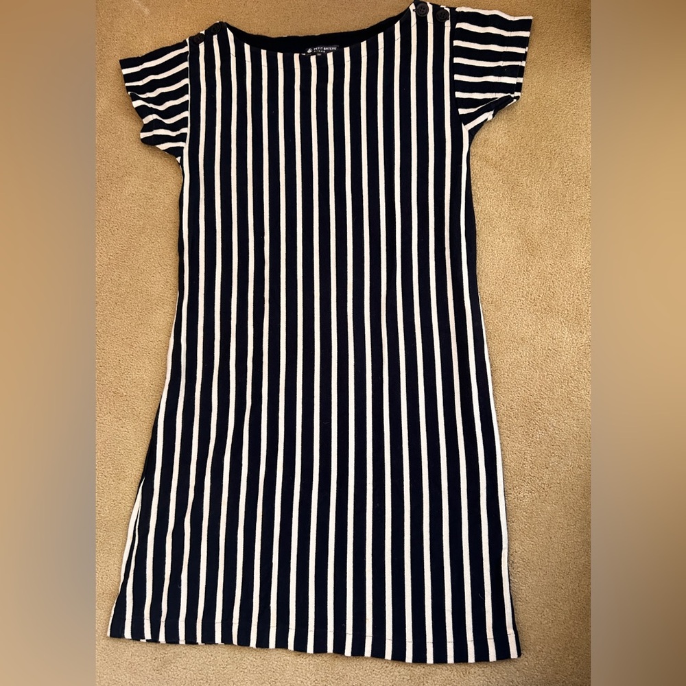 Petit Bateau Navy and White Striped Mini shift Dress